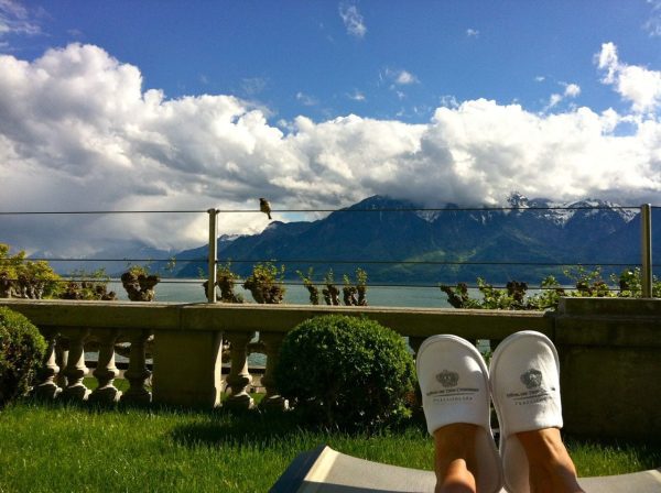 Slippers and a sweeping view of Lake Geneva & the Alps - who needs a massage?