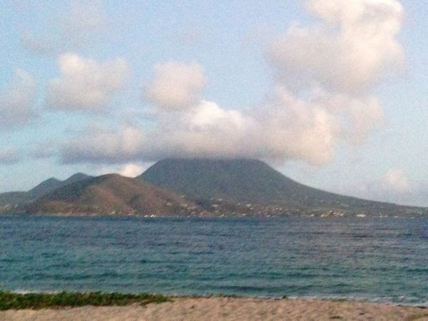Nevis, as seen from neighboring St. Kitts. 