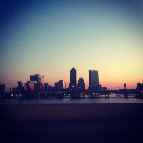 Downtown Jacksonville sunrise on the way to an early morning flight