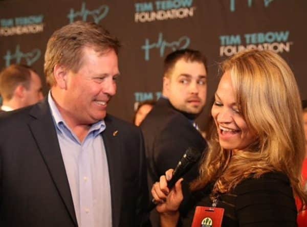 Red carpet reporting with Coach McElwain