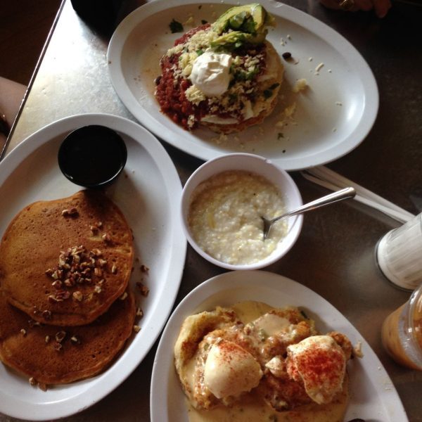 Cilantro Corn Pancakes, Fried Chicken Benedict and Sweet Potato Pancakes - you can't go wrong!