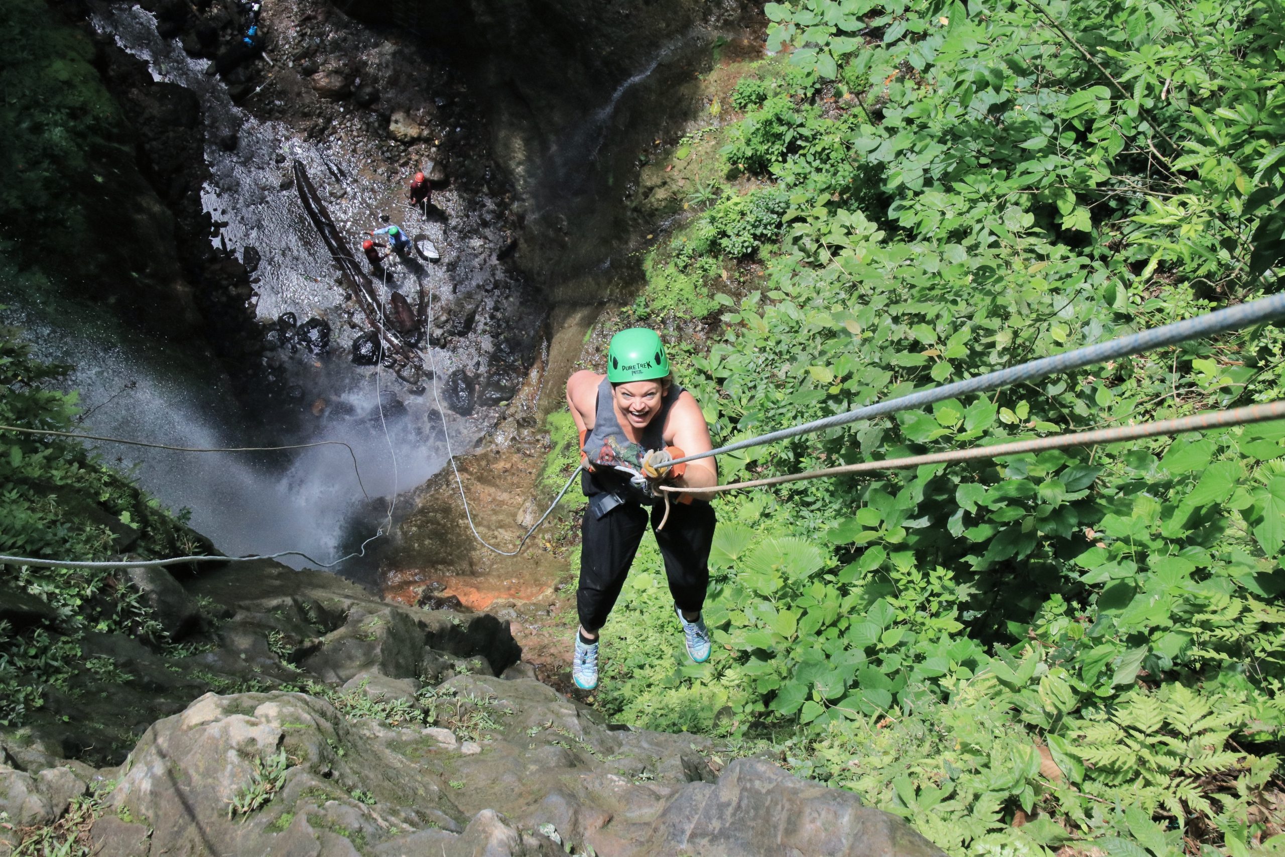 Rappelling off a waterfall in La Fortuna